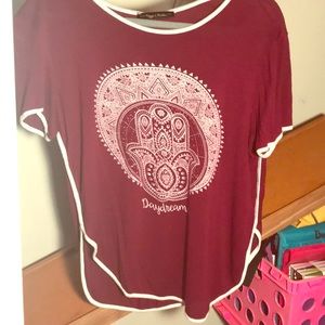 Maroon t-shirt with design